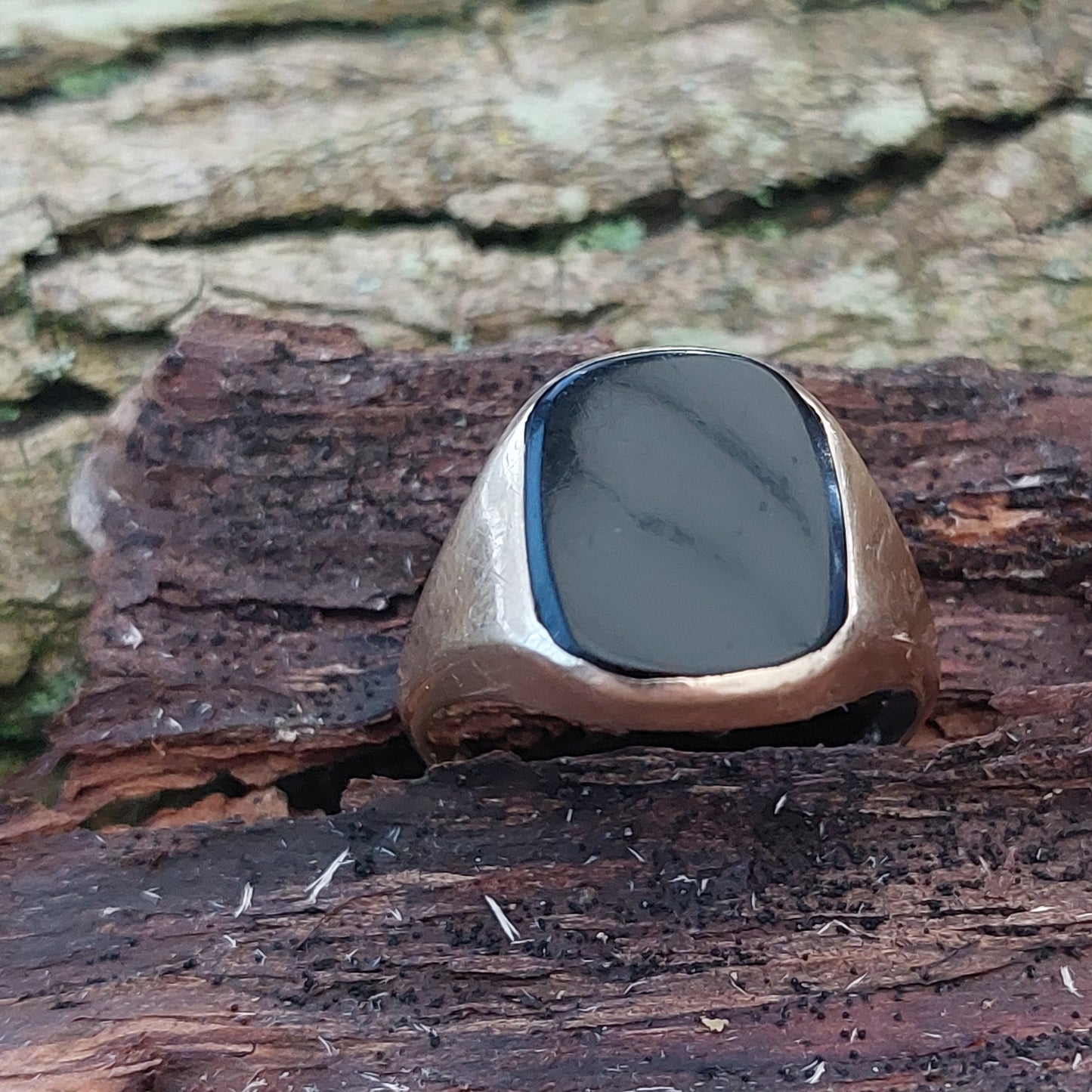 Vintage guldring med onyx