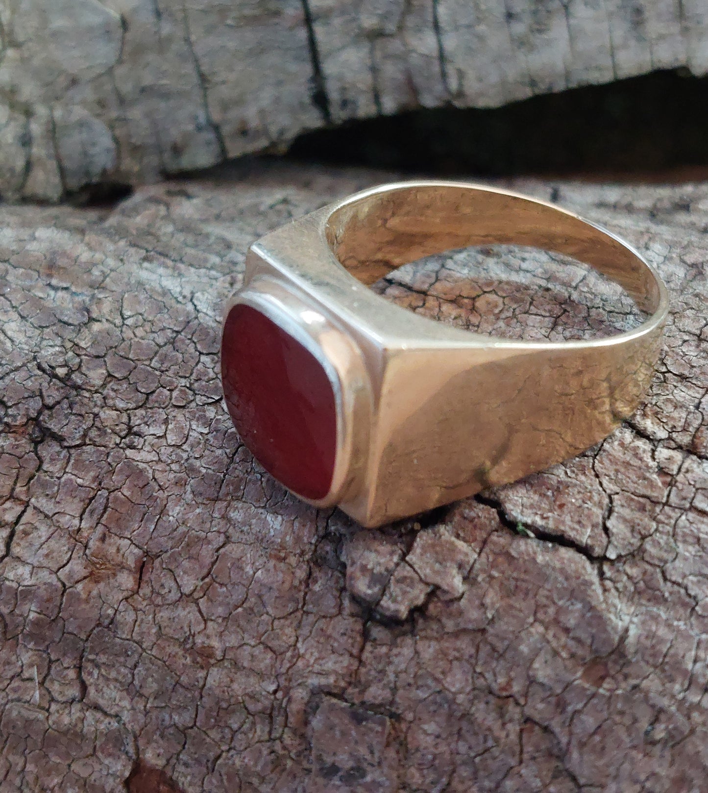 Vintage guldring med karneol 14K