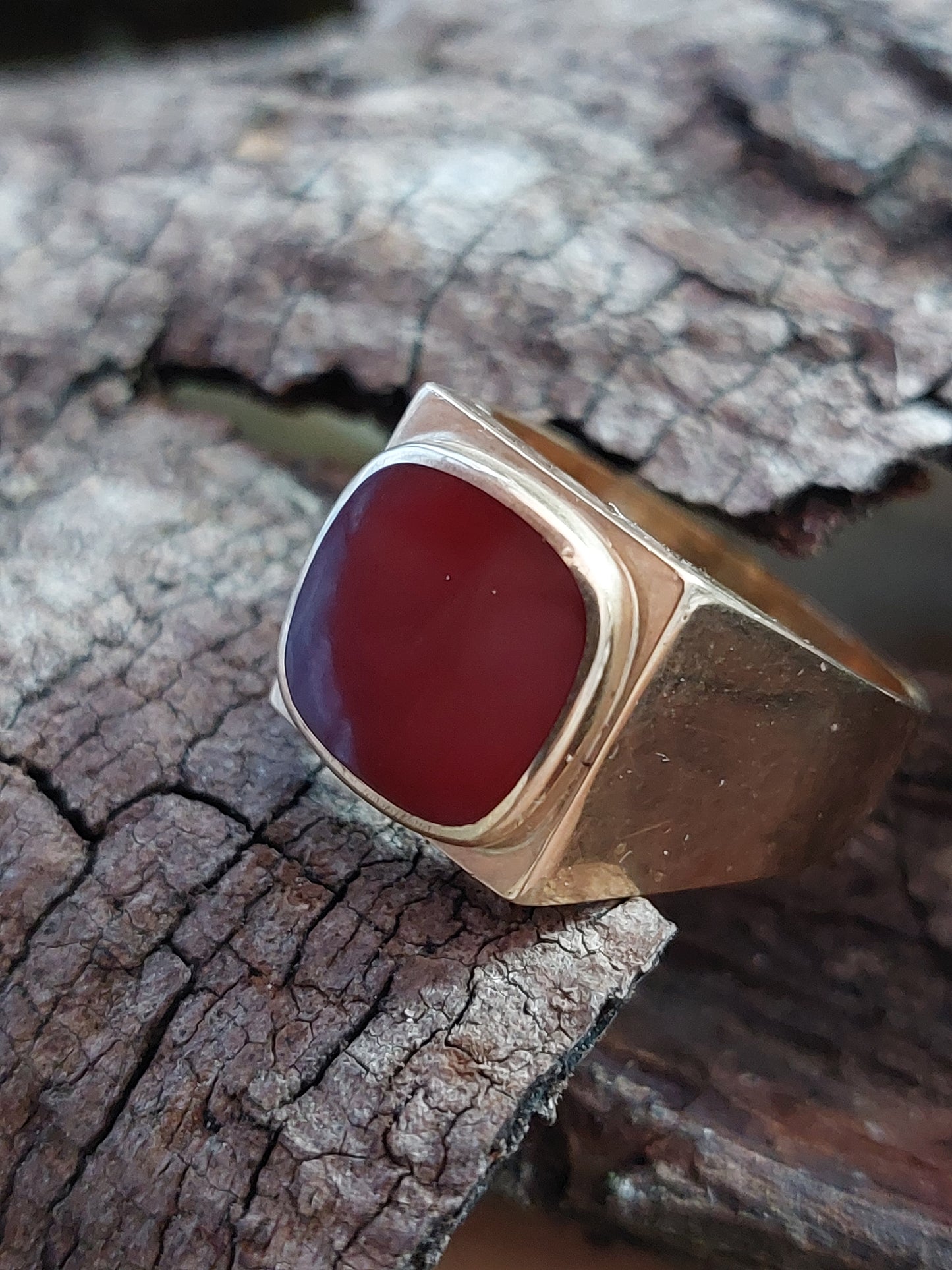 Vintage guldring med karneol 14K
