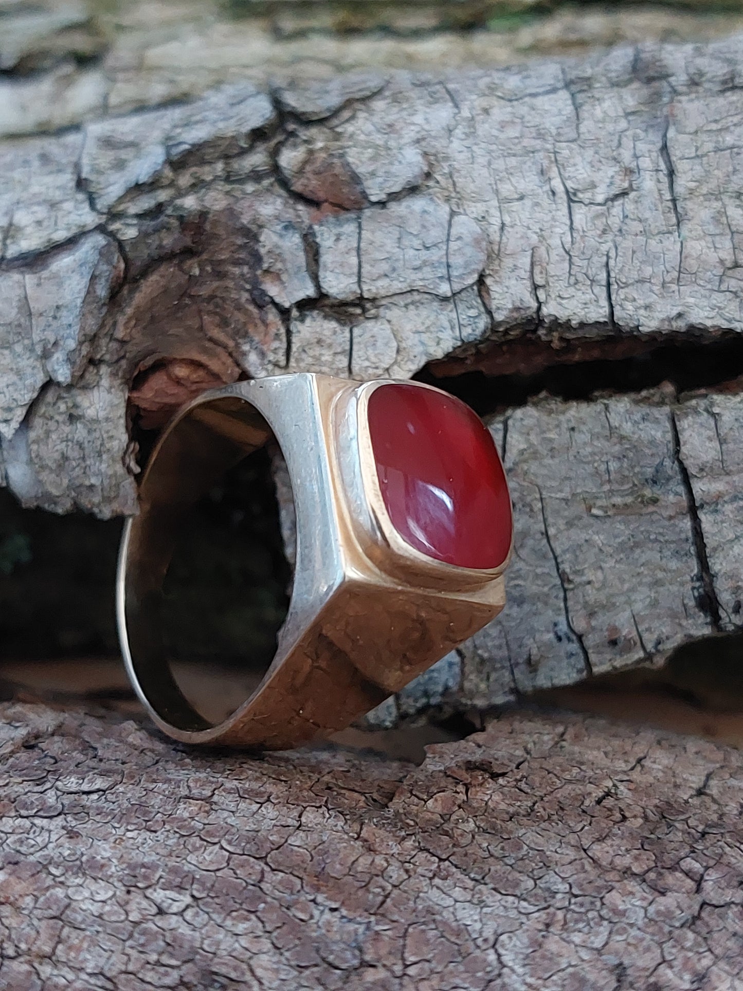 Vintage guldring med karneol 14K