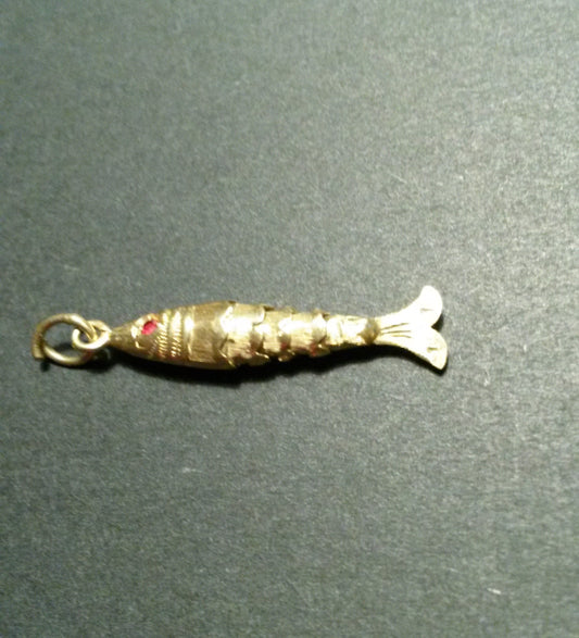 Vintage guldcharm, fisk