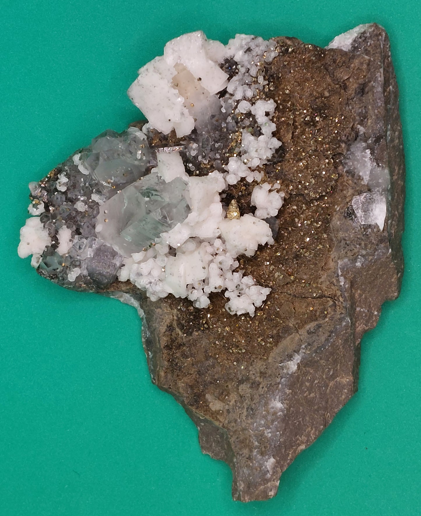 Quartz, Pyrite, Wolframite, Fluor Apatite