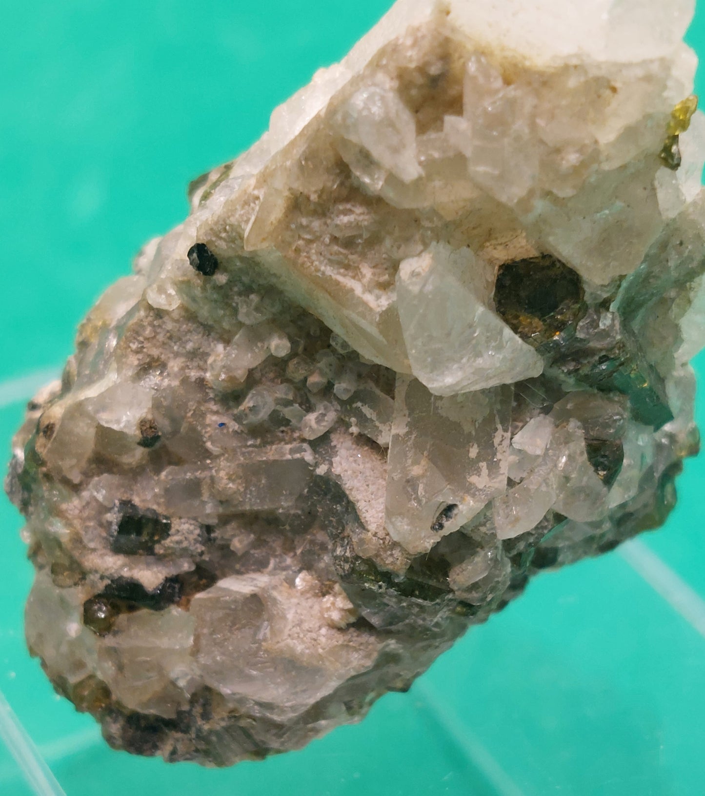 Green Tourmaline on Quartz