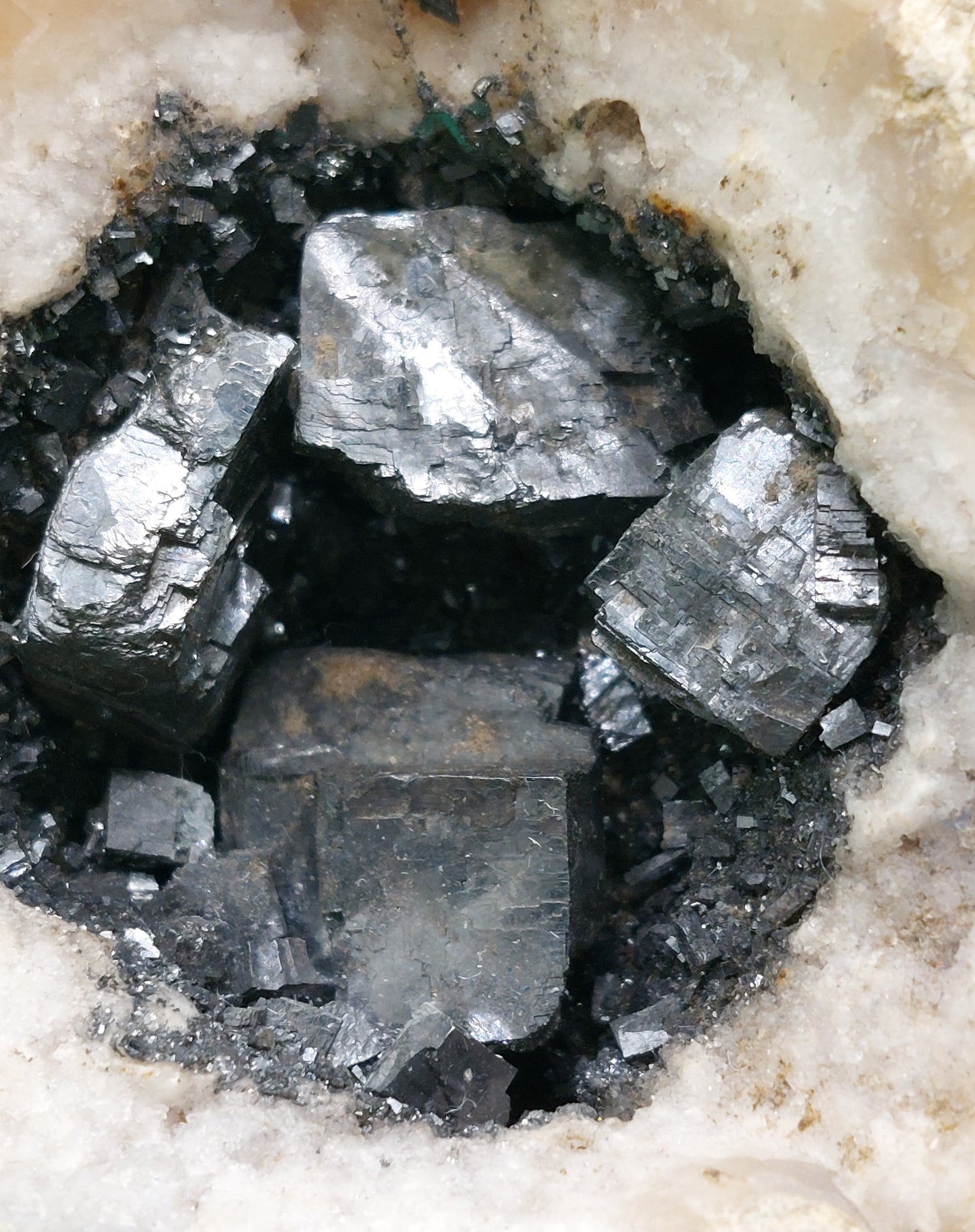 Galena in Quartz geode
