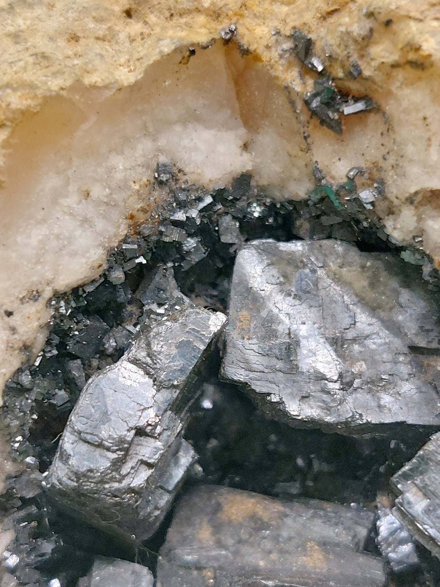 Galena in Quartz geode