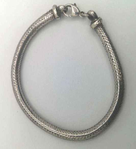 Rundt "Slangekæde" armbånd i sølv