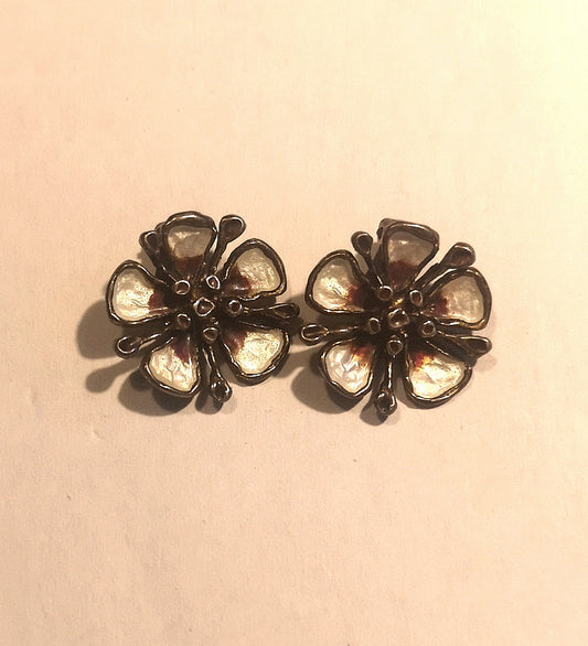 Norsk Vintage øreclips med emalje