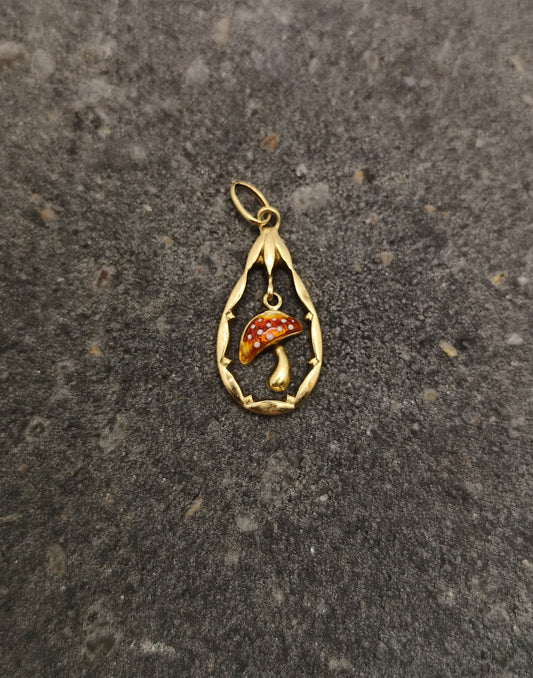 Guldvedhæng med emalje, vintage