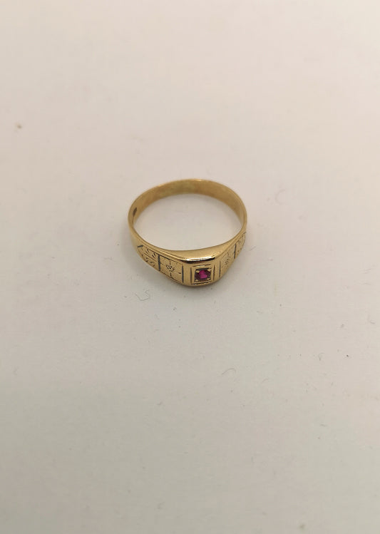 Antik guldring med rubin