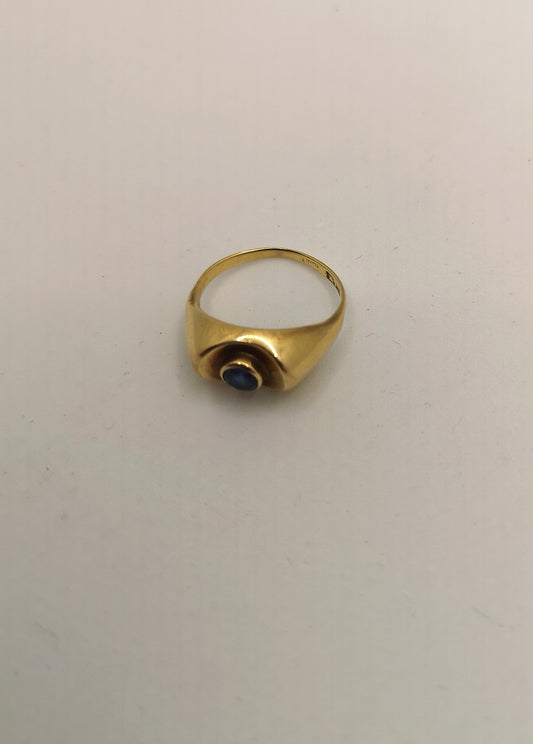 Vintage guldring med blå sten