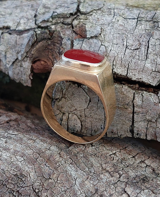 Vintage guldring med karneol 14K