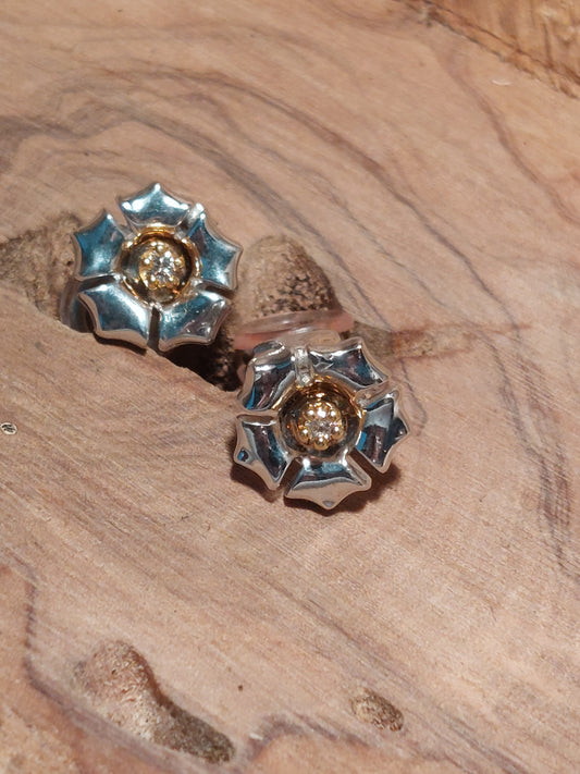 Vintage Georg Jensen øreclips i 18K hvidguld m/brilliant