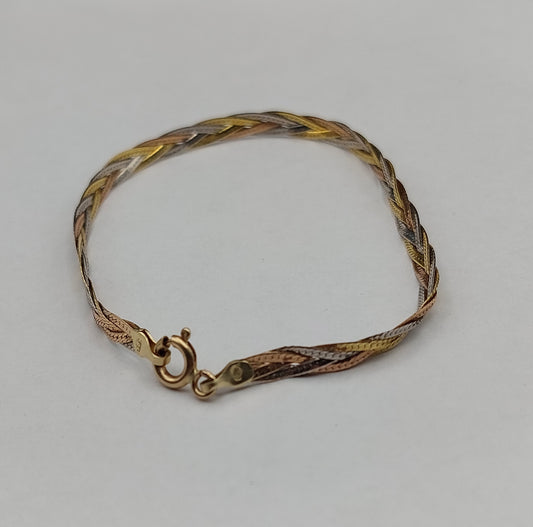 Vintage 14 karat armbånd 3-farvet