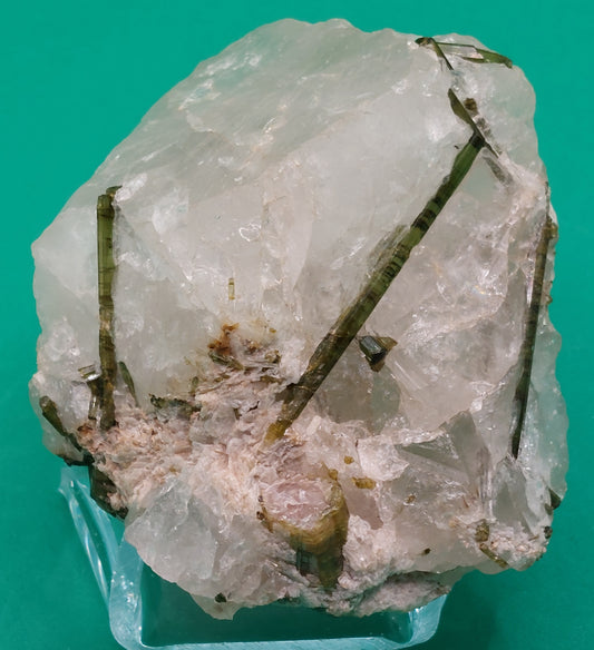 Grøn Turmalin og vandmelon Turmalin i Kvarts