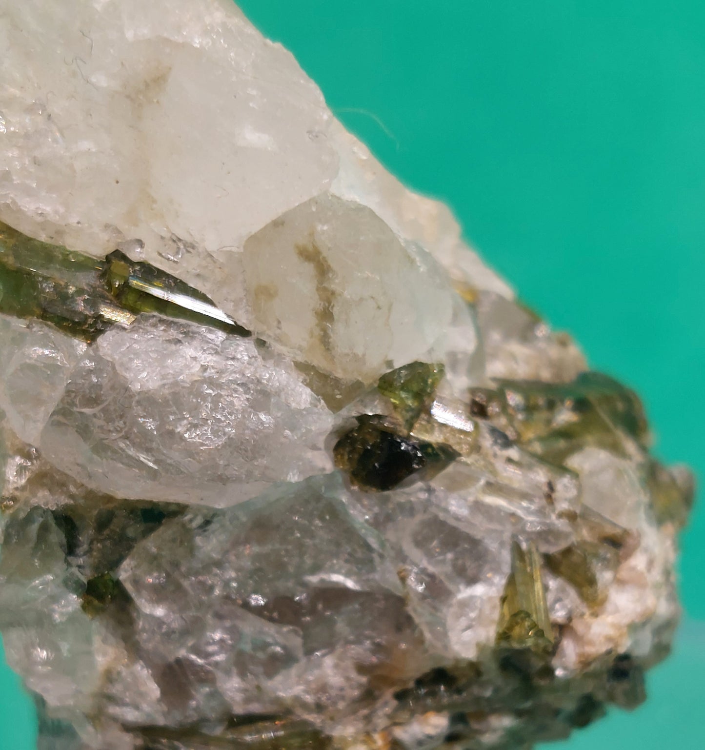 Green Tourmaline on Quartz