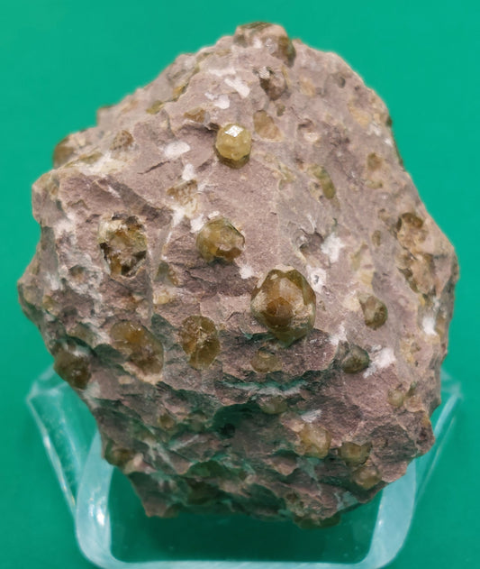 Green Grossular Garnet in matrix