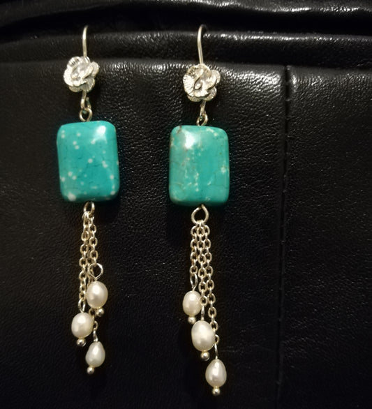 Sølvøreringe med "turkis"