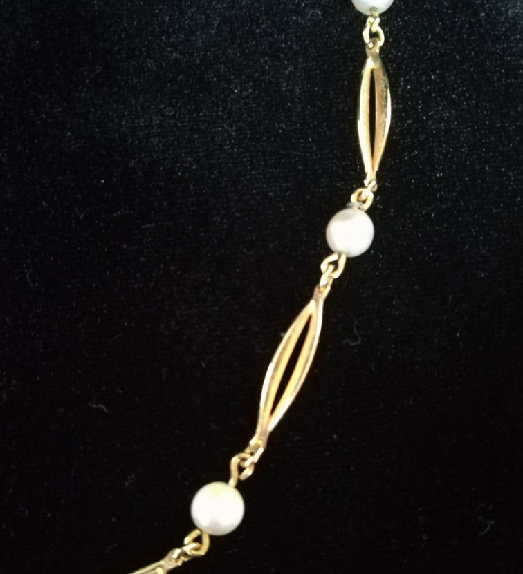 Vintage guldkæde med perler