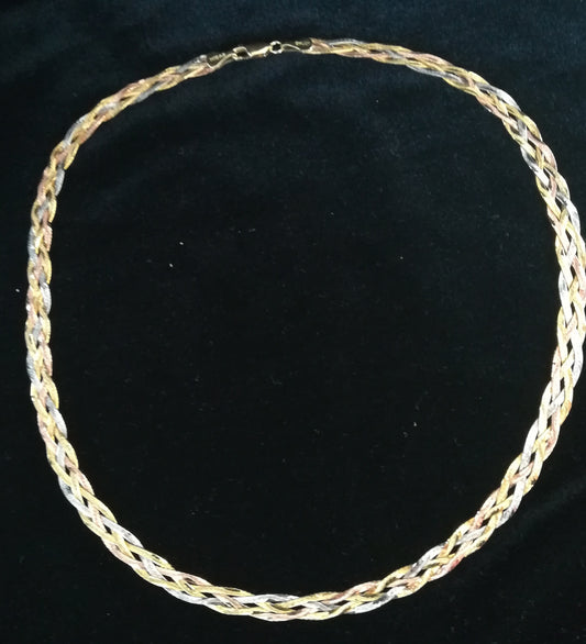 3-farvet vintage guldshalsmykke