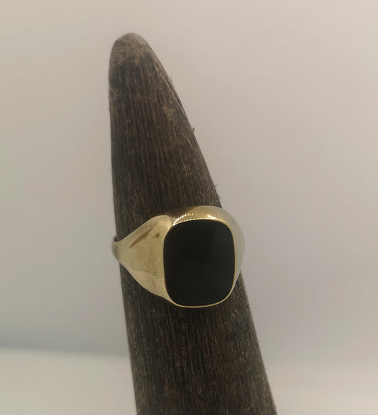 8 karat vintage guldring med onyx