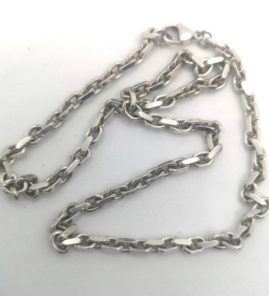 Kraftig vintage sølvkæde "Anker Facet"