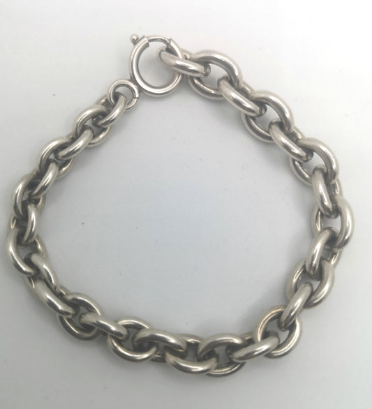 Kraftig vintage sølvarmlænke i forløb