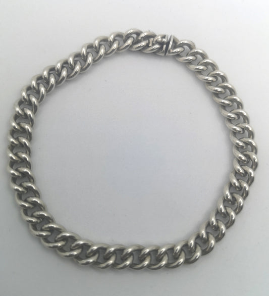 Kraftigt "Panserkæde" armbånd i sølv