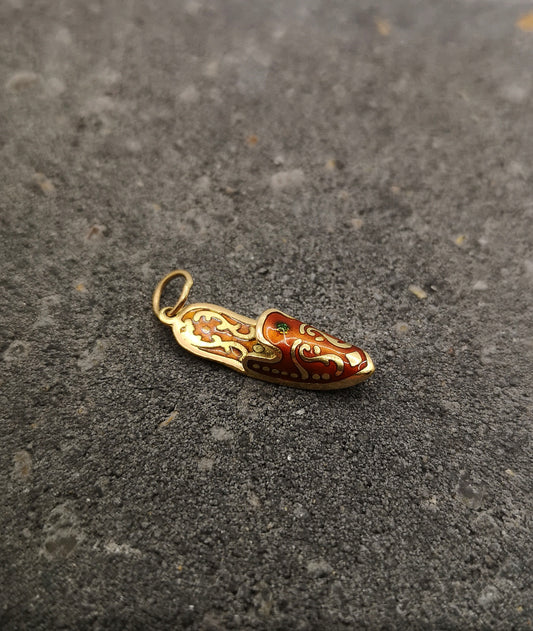 Guldvedhæng /charm "tøffel", vintage