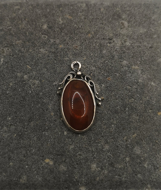 Vintage sølvvedhæng med rav