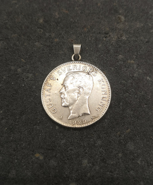 Svensk sølv-2-krone vedhæng 1929