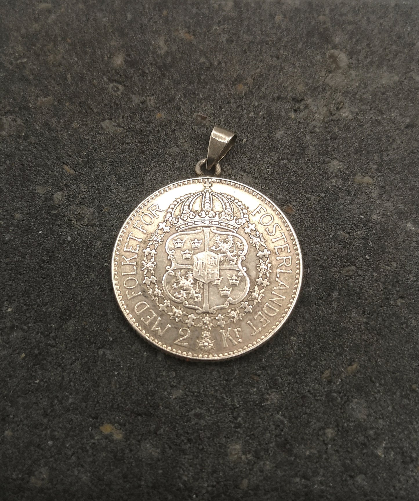 Svensk sølv-2-krone vedhæng 1929